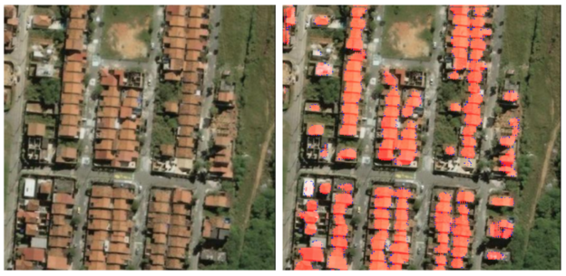 Figure 10: Validation images (left), corresponding signed distance prediction (center) and thresholded signed distance prediction overlay (right).
