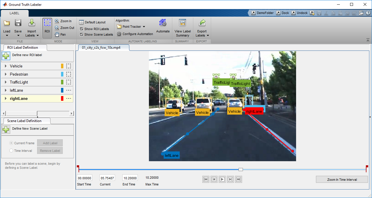 Figure 7. Labeled objects and lane boundaries.
