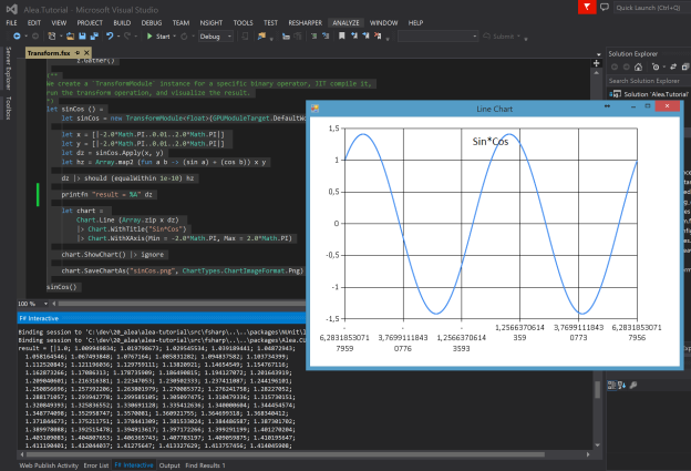 Figure 5: Interactive GPU scripting in F# with Alea GPU.
