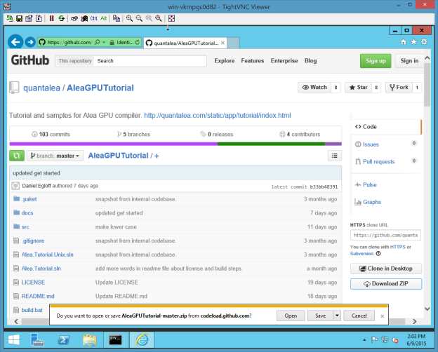 Figure 3: Download Alea GPU Tutorial.