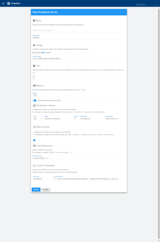 Kubefllow Jupyter Notebook setup image