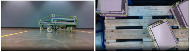 Sample real images of industrial cart and boxes from the perspective of the BMW-STR.