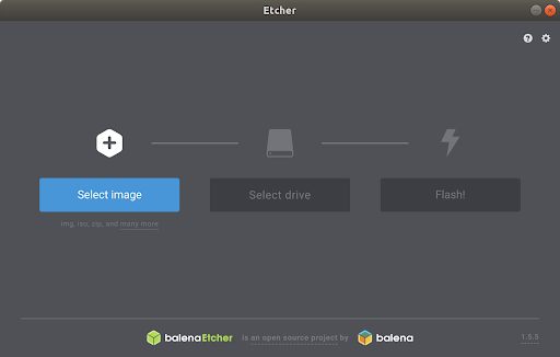 Use Etcher for Linux to select image