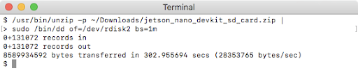 Mac Terminal app - command to write zipped SD card image to microSD card